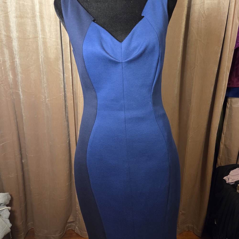 Tahari Strapless Blue Dress
